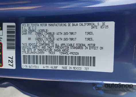 2025 Toyota Tacoma Double Cab/Sr5/Trd Sport/Trd Off Road/Ltd from USA, damaged, VIN 3TMLB5JN4SM124559